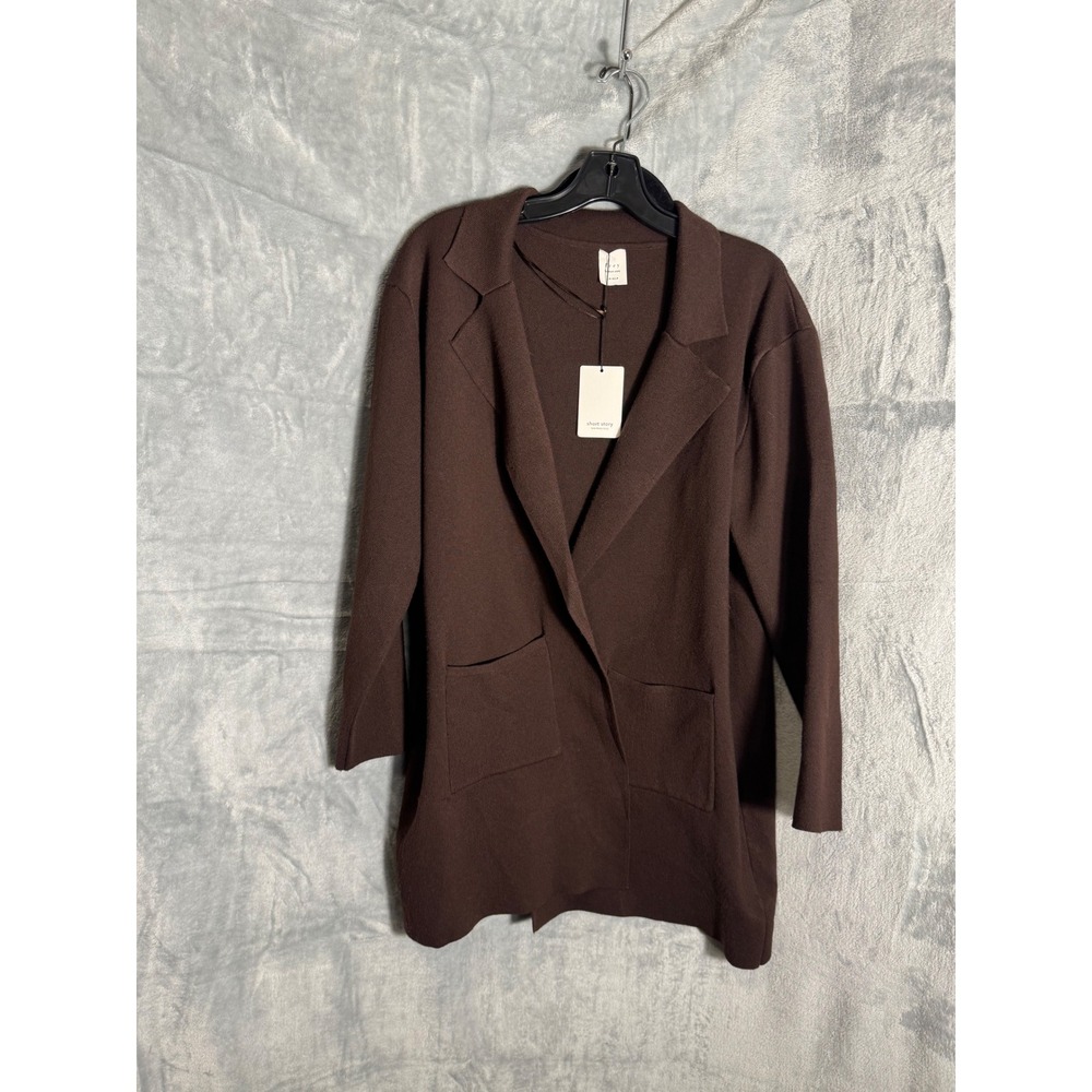 Frey by Short Story Brown Knit Blazer Cardigan Petite LP/XLP T7178-FR